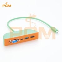 Hub USB-C 4-in-1 ke DB9 RS232 USB-A USB-C 4K 60Hz 10Gbps Multi-Port Panel Extension Dock untuk Laptop PC Industri Serial