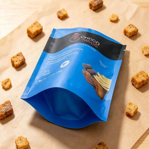 Custom Printed Blue Stand Up Bags High Barrier Foil Food Bag For Dark Chocolate Snack Cacao Functional Food Packaging - Product Image 2