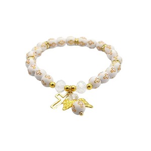 Braccialetti <span class=keywords><strong>Rosario</strong></span> con Pendente a Croce Cattolica in Cristallo Azzurro, Vendita all'Ingrosso - Product Image 4