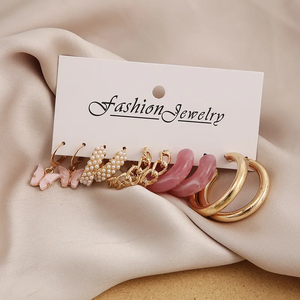 Ethnic Style Gold Clip-On <b>Earrings</b> With Flower Plating Artificial Gemstones and Pearl Trendy Jewelry - Product Image 3