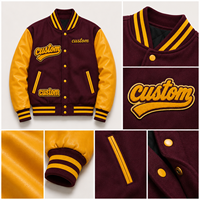 Veste de baseball pour homme en patchwork d'hiver OEM, broderie personnalisée du logo sur le devant, style universitaire, veste bomber de style college