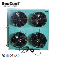 Condensateur à air refroidi à deux ventilateurs Bescool, coque verte, échangeur de chaleur, pièce de réfrigération, ailettes en aluminium anti-corrosion, condensateur pour chambre froide