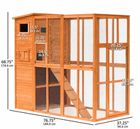 GreenGrow Classic Maison pour chat d'extérieur en bois massif, respirante, de forme carrée, grande, avec cage en bois, mobilier pour animaux de compagnie haut de gamme, en promotion