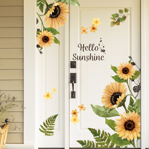 Giallo Girasole Adesivi Murali Verde Foglie di Carta Da Parati <span class=keywords><strong>Ciao</strong></span> Sole Decalcomania Della Parete Della Decorazione Della Casa Per Soggiorno camera Da Letto <span class=keywords><strong>Sticker</strong></span> - Product Image 4