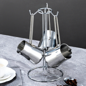 Stainless Steel Solid Color Round Turkish Coffee <b>Pot</b> <b>Set</b> with Stand and Milk Cups for Middle Eastern Coffee Making - Product Image 1