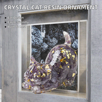 Figurine de chat en gravier de cristal naturel, queue relevée, ornement sculpté écologique pour le bureau, le salon, le bureau, la décoration de la maison