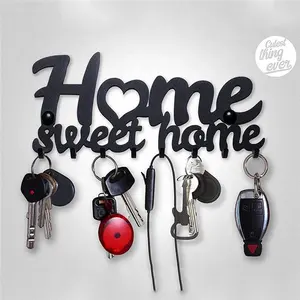 Decorative Wall Hooks Key Holder For Wall Home Sweet Home 8 Hook Rack Decoration Metal Hook Wall Hook Vintage Decoration