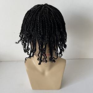 EMEDA caja negra africana <span class=keywords><strong>trenzas</strong></span> peluca pelo negro azabache prótesis rastas encaje completo afro pelucas para <span class=keywords><strong>hombres</strong></span> - Product Image 3