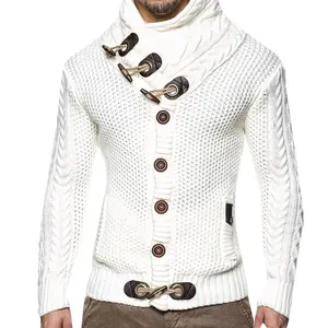 Suéter de gran tamaño para hombre, jersey de cuello alto con diseño de botones único