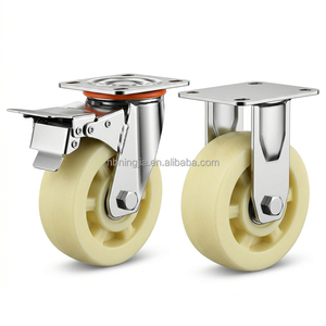 NJ High Quality 4''/5''/6''/8'' White Nylon or Pa Rigid <strong>Metal</strong> Fork With Swivel Top Plate <strong>Caster</strong> <strong>Wheels</strong> - Product Image 1
