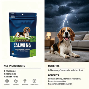Suplemento Calmante Balanceado Sin Cáñamo para Perros, Formulado por Veterinarios, Sabor a Hígado, L-Triptófano, 120 Masticables - Product Image 4