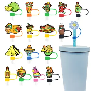 Nouveaux modèles réutilisables RTS jour mexicain des morts gobelet accessoires breloque en paille pour couvercle de paille couvercle de tasse pour boissons