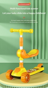 Adjustable Height Kids' Scooter with 3 PU <b>Wheels</b> Foldable <b>Plastic</b> Aluminium Toy Featuring Music for Babies Children - Product Image 4