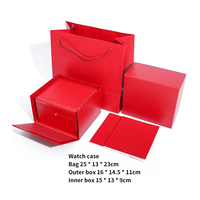 Vente en Gros d'Usine Boîtes et Étuis à Montres en Carton Rouge Logo Personnalisé Luxe Boîte Carrée en Papier pour Montre de Marque Unique pour Cartier Casio