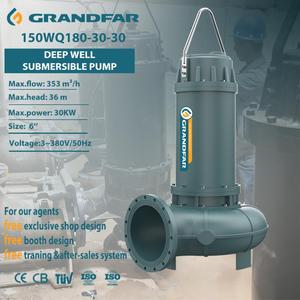 Bomba Sumergible para Aguas Residuales Grandfar 380V 30KW 40HP, de Gran Caudal para Ingeniería Industrial, 150WQ180-30-30 P - Product Image 1