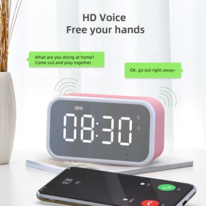 Bàn HD gương <span class=keywords><strong>LCD</strong></span> màn hình kỹ thuật số Mini trong nước nhà Loa di động báo động không dây BT Đồng hồ Loa - Product Image 6