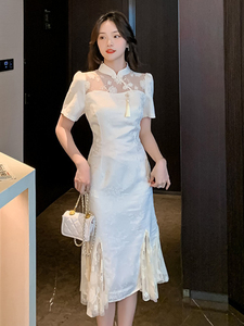 Vêtements traditionnels chinois rétro style cheongsam robe femmes filles étudiant porter minceur été court femme robes usine - Product Image 4