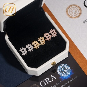 Boucles d'oreilles clous lettre B en argent sterling S925, moissanite taille brillant rond, sertissage à griffes, certifiées GRA, bijoux de luxe unisexe - Product Image 1