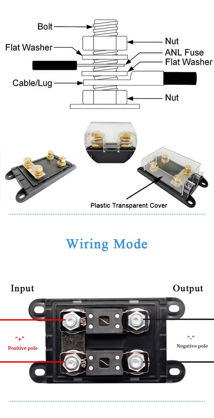 BANL-B2 BANL-C2 Zeeman Replacement 500A 2P 2 Position 2 Way Dual Bolt Down Double ANL Car Audio Video Fuse Box Block