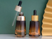 Flacon compte-gouttes en verre haut de gamme de 30 ml, conique, pour huiles essentielles, sérum d'ananas, contenant cosmétique avec lumière, vente en gros