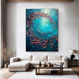 Peinture abstraite décorative de grande taille, peinture de paysage marin, peinture artistique sur toile, décoration murale, peinture originale pour la maison et la galerie - Product Image 6