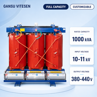 Transformateur sec 1000 kVA 11 kV/0,4 kV triphasé à résine coulée, bobinage en cuivre, faible perte, distribution d'énergie, personnalisé
