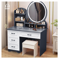 Coiffeuse moderne en verre avec miroir à led Coiffeuse en bois pour maquillage