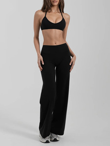 QIFA 2 pz reggiseno con scollo all'americana, asciugatura rapida, <span class=keywords><strong>pantaloni</strong></span> a zampa, <span class=keywords><strong>tuta</strong></span> da Yoga, <span class=keywords><strong>tuta</strong></span> sportiva Pilates Set Yoga - Product Image 2