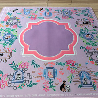 Tapis de mahjong violet pastel de 31,5 pouces, imprimé chiens et fleurs, tapis antidérapant pour soirée de jeu des filles