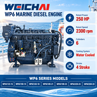 Moteur diesel marin Weichai WP6C198-23 198HP, 6 cylindres, pour bateau de pêche, bateau de patrouille, navire de travail.