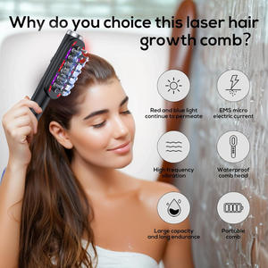 Sisir Pijat Kepala Elektrik dengan Lampu LED Warna-warni, Perawatan Rambut, Getaran Mikro-arus, Pengarah Cairan, Aplikator Kulit Kepala, Sikat Pijat Kulit Kepala - Product Image 2