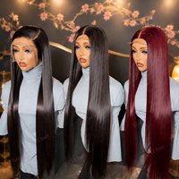 Perruques en cheveux humains bruts péruviens ultra-lisses, Lace Front HD sans colle, cuticules alignées, vente en gros, 30 pouces, 300g