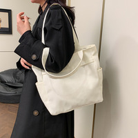 Sac à bandoulière en toile personnalisé à faible MOQ, sac fourre-tout vintage texturé de couleur unie, décontracté et simple avec grande capacité