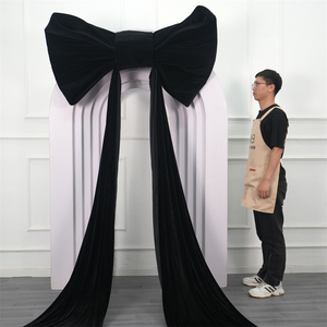 Nouveauté : Décoration murale géante en velours artificiel noir avec nœud pour toile de fond de mariage et événements - Product Image 3