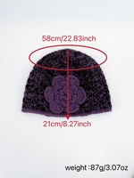 Bonnet tricoté vintage pour femme, motif floral ajouré, en fil mélangé contrastant, texture multicolore, accessoire cadeau de vacances