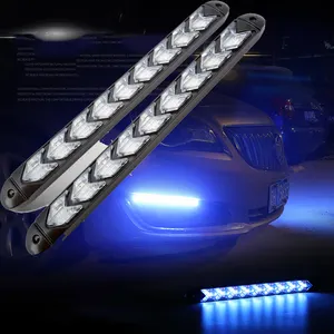 Impermeabile 2 pezzi evidenziare auto LED drl striscia indicatore di direzione lampada freccia automatica lampeggiante che scorre bianco ambra DRL luce di marcia diurna