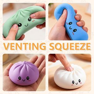 Jouet Squishy Personnalisé en Forme de Boulette Vapeur avec Cuiseur Vapeur, Anti-Stress, à Presser, en TPR Souple, Jouet Fidget pour Adultes - Product Image 4