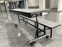 Banc multifonctionnel mobile avec dossier, extensible en tables et chaises pour les cantines scolaires