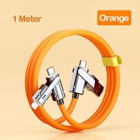 Logotipo personalizado 4-En-1 100W Cable de datos de carga súper rápida 5A Teléfono Android rápido Compatibilidad con computadora Silicona líquida personalizable