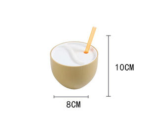 Décorations de fête amusantes pour boissons, fête hawaïenne Luau Tiki ou sur le thème de la plage <span class=keywords><strong>avec</strong></span> des gobelets en noix de coco à couvercles à fermeture torsadée et des pailles - Product Image 6