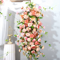 Boule de fleurs artificielles en soie rose et orange, rangée de fleurs pour la décoration d'arche de fête d'anniversaire, de mariage