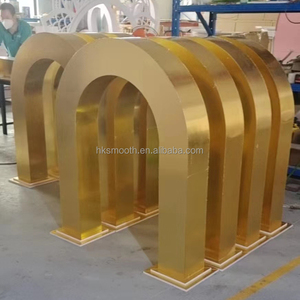 SMOOTH Wedding Decor Supplies New Table Flower Stand High Quality Gold <b>Mirror</b> <b>Acrylic</b> Arch Centerpieces - Product Image 6