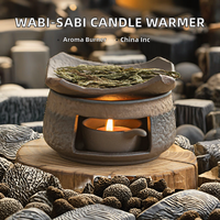 Diffuseur de parfum et brûleur d'aromathérapie Wabi-sabi en céramique marron et noir, écologique et thérapeutique, pour cire de palo et bougies chauffe-plat