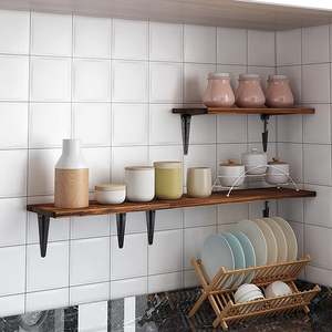 Kitchen Storage Shelf Storage Custom Multi Size Home Wood Wall Mounted Kitchen Spices Jar Cabinet Storage Racks Wooden Wall Storage Shelf