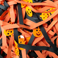 Confettis fantômes en papier raphia bicolore classiques pour Halloween, tissu déchiqueté en forme d'araignée pour emballages et cordes