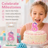 Bougie d'anniversaire en forme de chiffre avec cornes de licorne, sous blister, avec carte suspendue, prête à la vente, pour gâteau d'anniversaire de filles