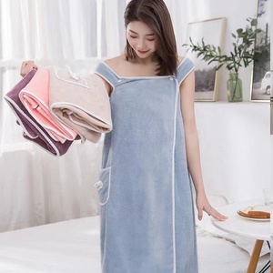 Asciugamano da bagno Super assorbente in microfibra per bagno Spa alla moda in pile di corallo <span class=keywords><strong>accappatoio</strong></span> indossabile per adulti per bambini, telo da bagno avvolgente - Product Image 2