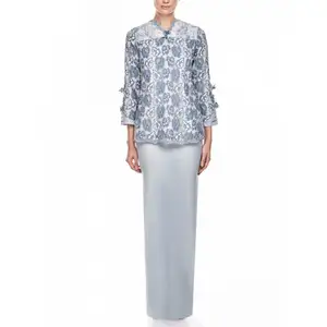 2021 Fashion Style Two Piece Short Set New Design Traditional Malaysia Muslim Women Dress Sales Kilang Baju Kurung Cotton