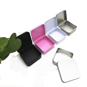 Empty white metal tin samll aluminum box square aluminum tin containers with hinge