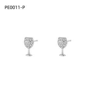 Pendientes de Plata 925 con Circonitas y Diseño de Copa de Vino Amy Amy para Mujer, Uso Diario - Product Image 1